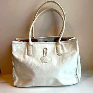 Longchamp Roseau Crocodile Embossed White